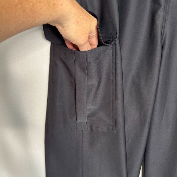 WEWoreWhat Wide Leg Utility Black Nylon Cargo Pull On Track Pants Size Medium - Picture 4 of 15